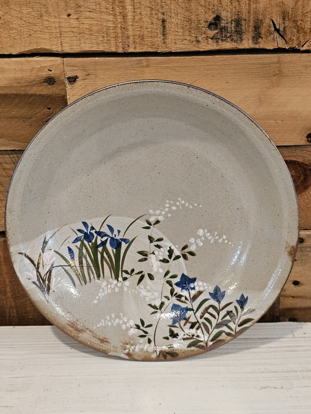 Vintage 70's/80's Shunzan (Kyoto, Japan) Stoneware Serving Bowl Iris Design